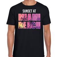 Bellatio Decorations Sunset beach t-shirt / shirt Sunset at Miami Beach zwart voor heren