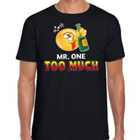 Bellatio Funny emoticon t-shirt Mr. one too much Zwart