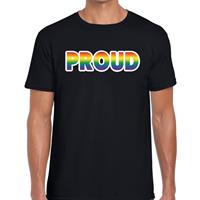 Bellatio Decorations Proud regenboog gay pride shirt zwart voor heren