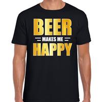 Bellatio Decorations Beer makes me happy drank t-shirt / kleding zwart voor heren