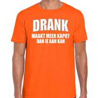 Bellatio Drank maakt meer kapot dan je aan kan t-shirt Oranje