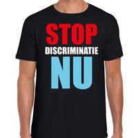 Bellatio Decorations Stop discriminatie NU demonstratie / protest t-shirt zwart voor dames