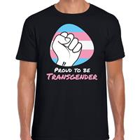 Bellatio Decorations Proud to be transgender pride vlag vuist / LHBT t-shirt zwart voor heren