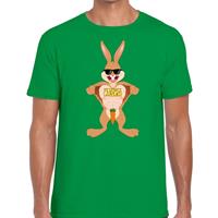 Bellatio Decorations Paas t-shirt stoere paashaas groen voor heren