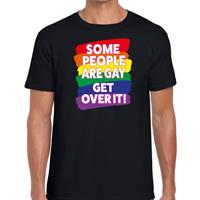 Bellatio Decorations Some people are gay get over it - gay pride t-shirt zwart heren -
