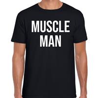 Bellatio Decorations Muscle man fun tekst verkleed t-shirt zwart voor heren