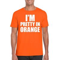 Bellatio Decorations I am pretty in orange tekst t-shirt oranje heren -