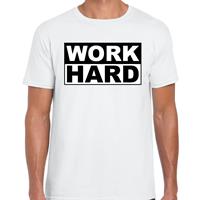 Bellatio Decorations Work hard t-shirt wit voor dames
