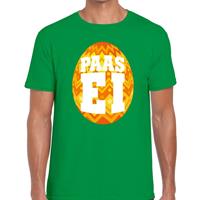 Bellatio Decorations Paasei t-shirt groen met oranje ei voor heren