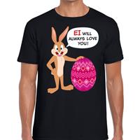 Bellatio Decorations Paas t-shirt Ei will always love you zwart voor heren