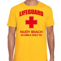 Bellatio Decorations Lifeguard/ strandwacht verkleed t-shirt / shirt Lifeguard Nudy Beach girls only geel voor heren
