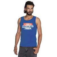 Bellatio Decorations Tanktop / mouwloos Kan ook niet zingen shirt blauw heren -