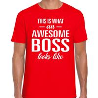 Bellatio Awesome Boss tekst t-shirt rood heren - heren fun tekst shirt Rood