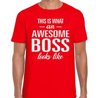 Bellatio Decorations Awesome Boss tekst t-shirt rood heren -