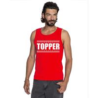 Bellatio Decorations Topper mouwloos shirt rood met witte letters heren -