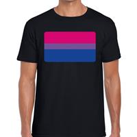 Bellatio Bisexueel vlag gaypride t-shirt - Zwart