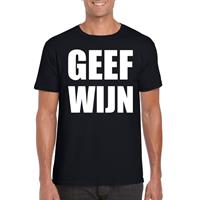 Bellatio Decorations Geef Wijn heren T-shirt zwart -