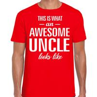 Bellatio Decorations Awesome Uncle / oom cadeau t-shirt rood heren -