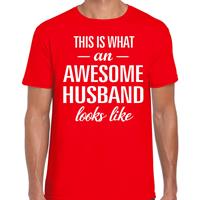 Bellatio Decorations Awesome Husband / echtgenoot cadeau t-shirt rood heren -