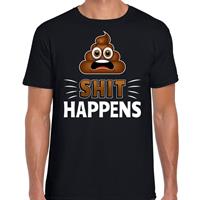 Bellatio Funny emoticon t-shirt Shit happens Zwart