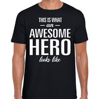 Bellatio Awesome hero cadeau t-shirt Zwart