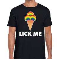 Bellatio Decorations Lick me gay pride t-shirt zwart voor heren