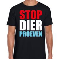 Bellatio Decorations Stop dier proeven demonstratie / protest t-shirt zwart voor dames