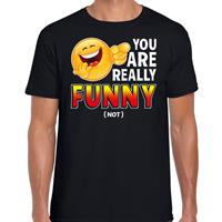 Bellatio Funny emoticon t-shirt you are really funny NOT Zwart