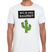 Bellatio Decorations Wil je een knuffel tekst t-shirt wit heren -