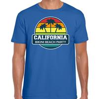 Bellatio California zomer t-shirt / shirt California bikini beach party voor heren - Blauw