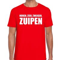 Bellatio Horen Zien Zwijgen ZUIPEN heren shirt Rood