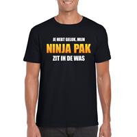 Bellatio Decorations Ninja pak zit in de was heren carnaval t-shirt zwart -