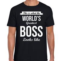Bellatio Decorations Worlds greatest boss cadeau t-shirt zwart voor heren