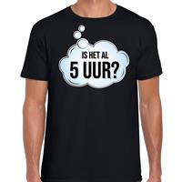 Bellatio Decorations Is het al 5 uur fun tekst t-shirt / shirt zwart voor heren