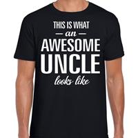 Bellatio Decorations Awesome Uncle / oom cadeau t-shirt zwart heren -