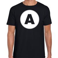 Bellatio Decorations T-shirt met de letter A heren zwart voor het maken van een naam / woord of team -