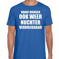 Bellatio Feest t-shirt - morgen nuchter verkrijgbaar - Blauw