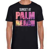 Bellatio Decorations Sunset beach t-shirt / shirt Sunset at Palm Beach zwart voor heren