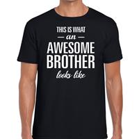 Bellatio Awesome Brother tekst t-shirt zwart heren - heren fun tekst shirt Zwart