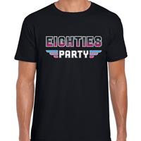 Bellatio Eighties party/feest t-shirt zwart voor heren - Zwart