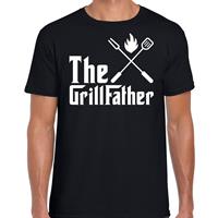 Bellatio Decorations The Grillfather bbq / barbecue cadeau t-shirt zwart voor heren