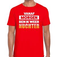 Bellatio Decorations Vanaf morgen ben ik weer nuchter tekst t-shirt rood dames -