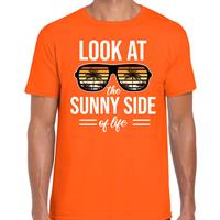 Bellatio Decorations Sunny side feest t-shirt / shirt look at the sunny side of life oranje voor heren