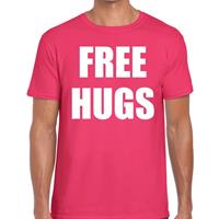 Bellatio Free hugs tekst t-shirt Roze
