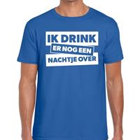 Bellatio Decorations Ik drink er nog een nachtje over tekst t-shirt blauw heren -