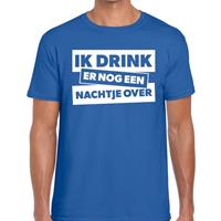 Bellatio Ik drink er nog een nachtje over tekst t-shirt blauw heren - Blauw