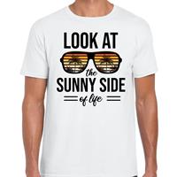 Bellatio Decorations Sunny side feest t-shirt / shirt look at the sunny side of life wit voor heren