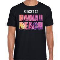 Bellatio Decorations Sunset beach t-shirt / shirt Sunset at Hawaii Beach zwart voor heren