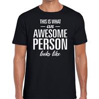 Bellatio Awesome Person tekst t-shirt zwart heren - heren fun tekst shirt Zwart