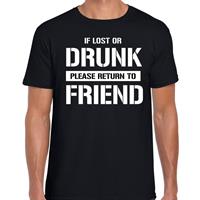 Bellatio Decorations If lost or drunk please return to friend t-shirt zwart heren -